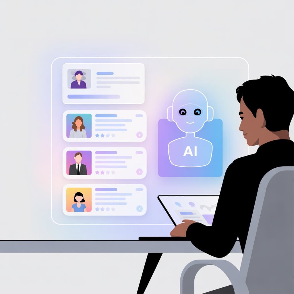 Sistemas de IA evaluando y recomendando negocios